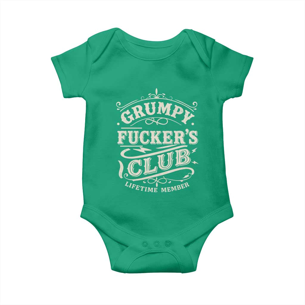 Grumpy Fucker's Club Lifetime Member Baby Onesie Funny Sarcastic