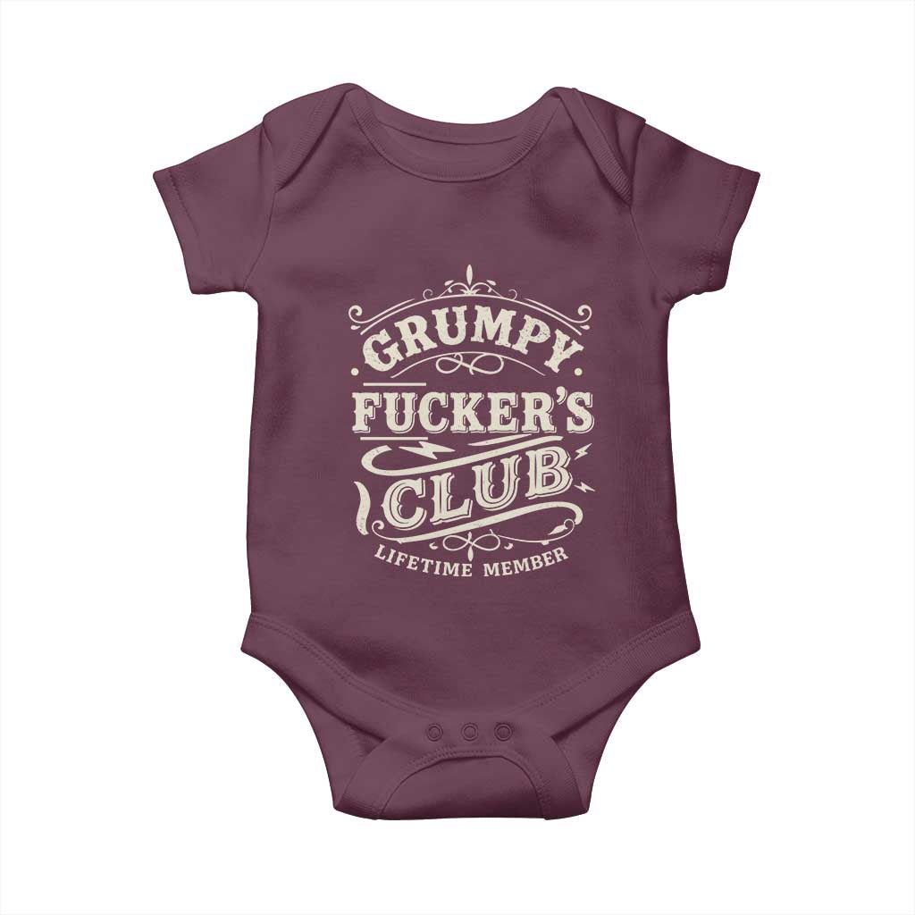 Grumpy Fucker's Club Lifetime Member Baby Onesie Funny Sarcastic