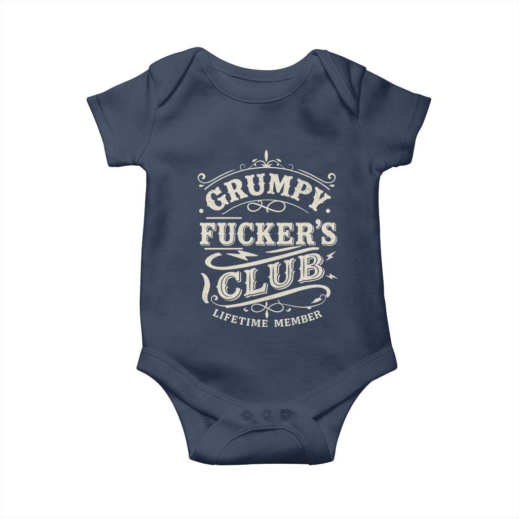 Grumpy Fucker's Club Lifetime Member Baby Onesie Funny Sarcastic