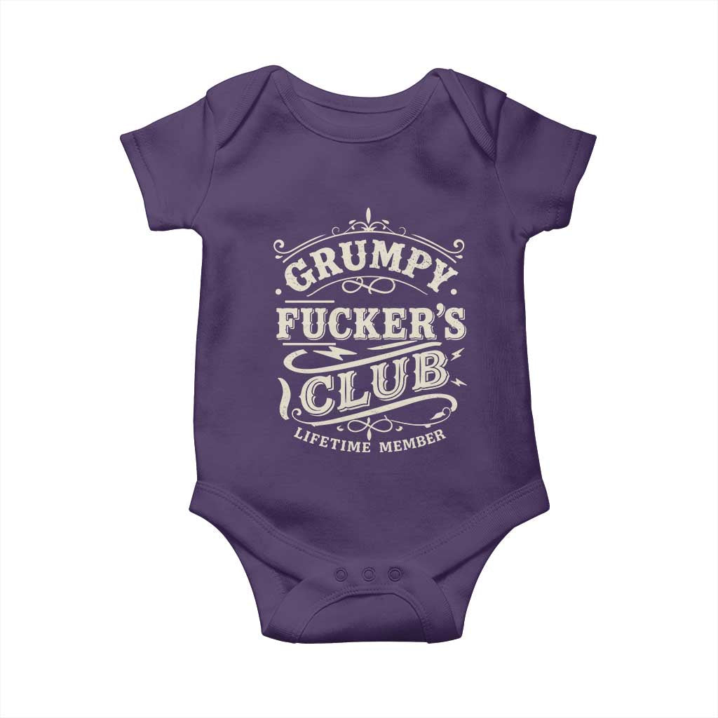 Grumpy Fucker's Club Lifetime Member Baby Onesie Funny Sarcastic