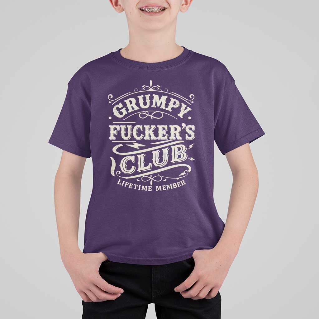 Grumpy Fucker's Club Lifetime Member T Shirt For Kid Funny Sarcastic