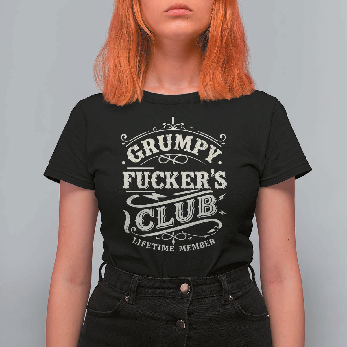 Grumpy Fucker's Club Lifetime Member T Shirt For Women Funny Sarcastic