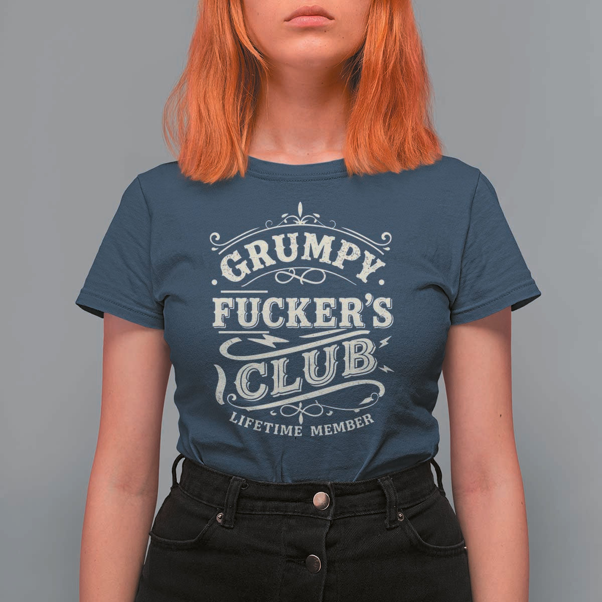 Grumpy Fucker's Club Lifetime Member T Shirt For Women Funny Sarcastic