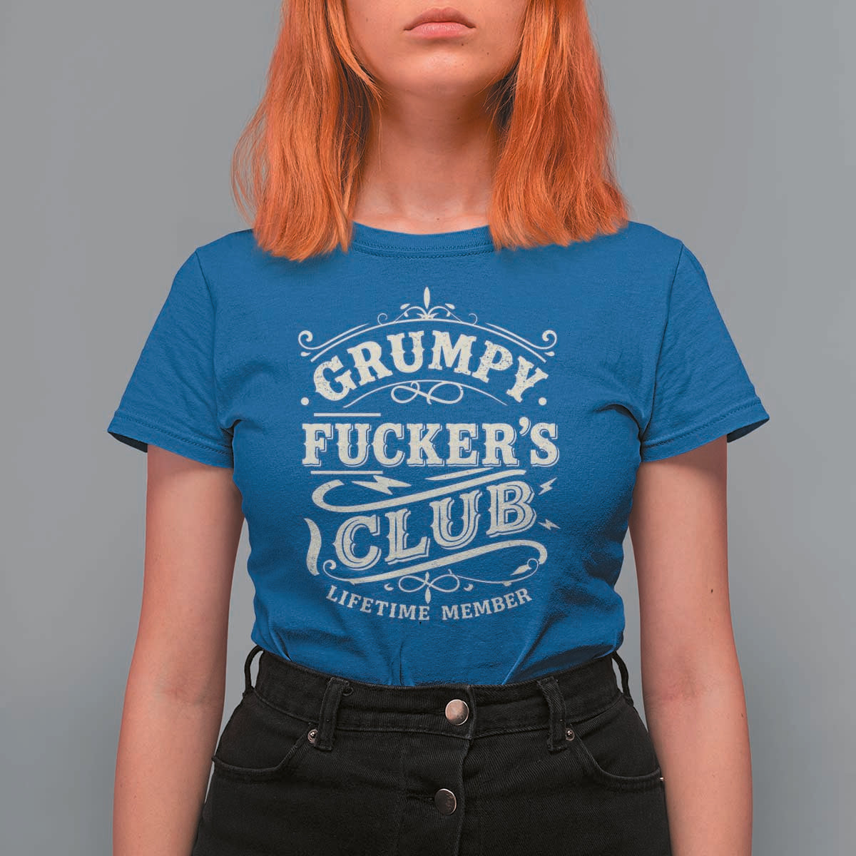 Grumpy Fucker's Club Lifetime Member T Shirt For Women Funny Sarcastic