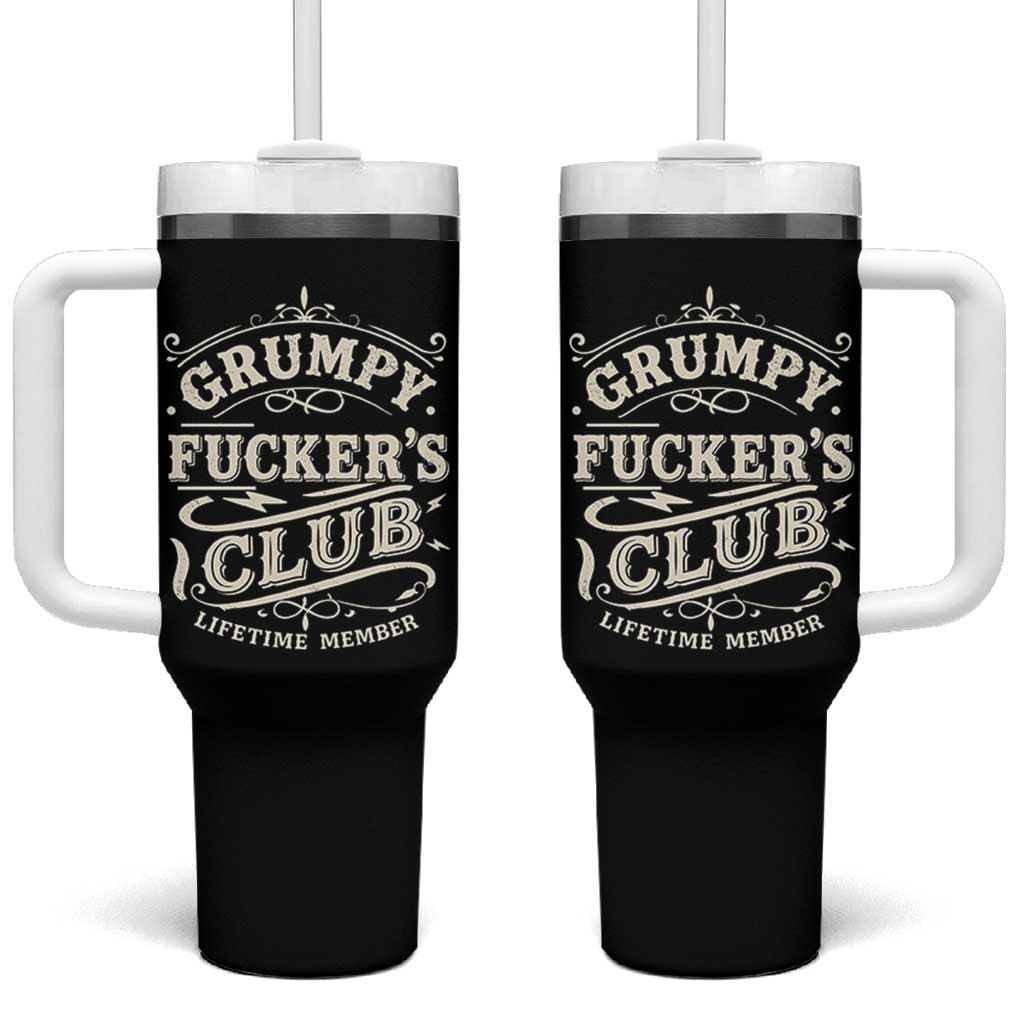 Grumpy Fucker's Club Lifetime Member Tumbler With Handle Funny Sarcastic
