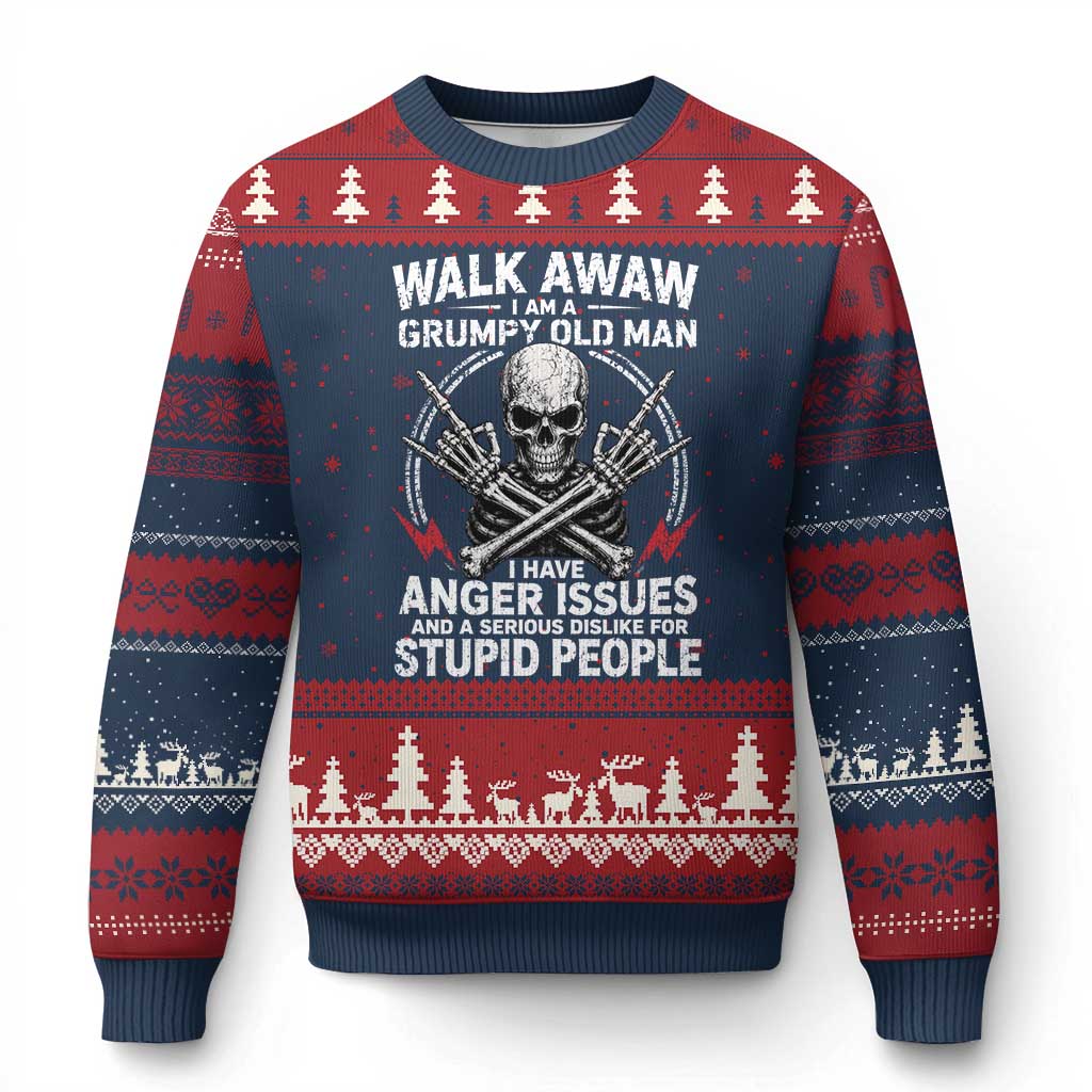 Walk Away I Am A Grumpy Old Man I Have Anger Issues Ugly Christmas Sweater Funny Senior Citizen