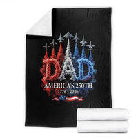 Dad USA 250th Anniversary Throw Blanket Jet Fighter American Flag Father's Day 4th of July