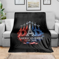 Dad USA 250th Anniversary Throw Blanket Jet Fighter American Flag Father's Day 4th of July