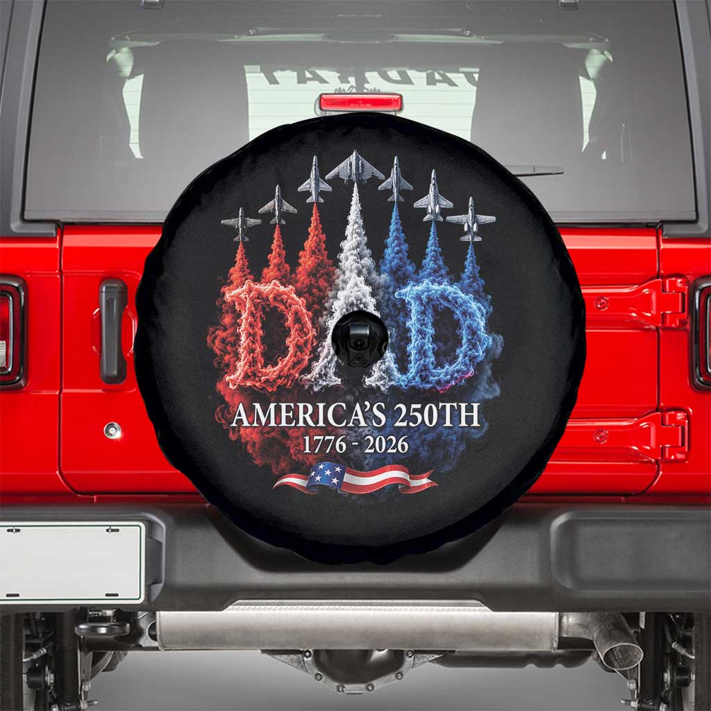 Dad USA 250th Anniversary Spare Tire Cover Jet Fighter American Flag Father's Day 4th of July