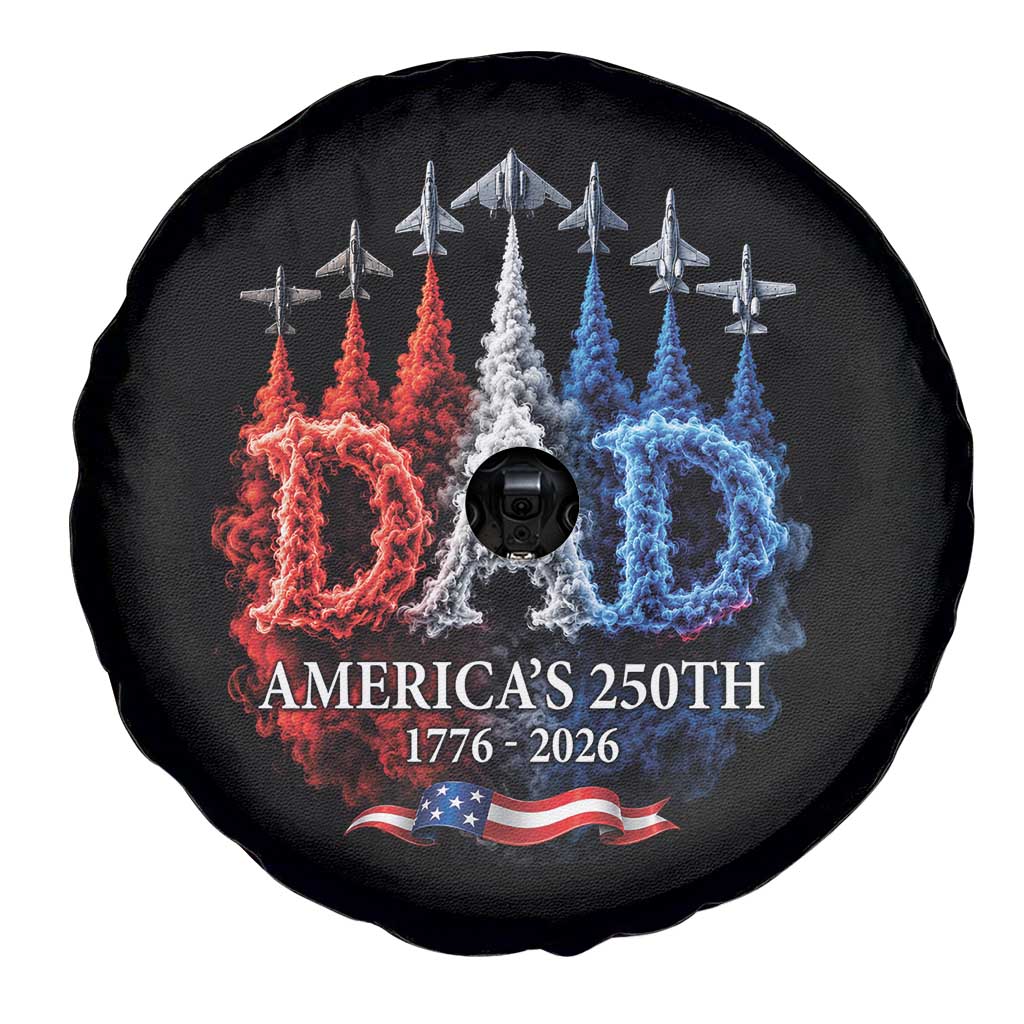 Dad USA 250th Anniversary Spare Tire Cover Jet Fighter American Flag Father's Day 4th of July