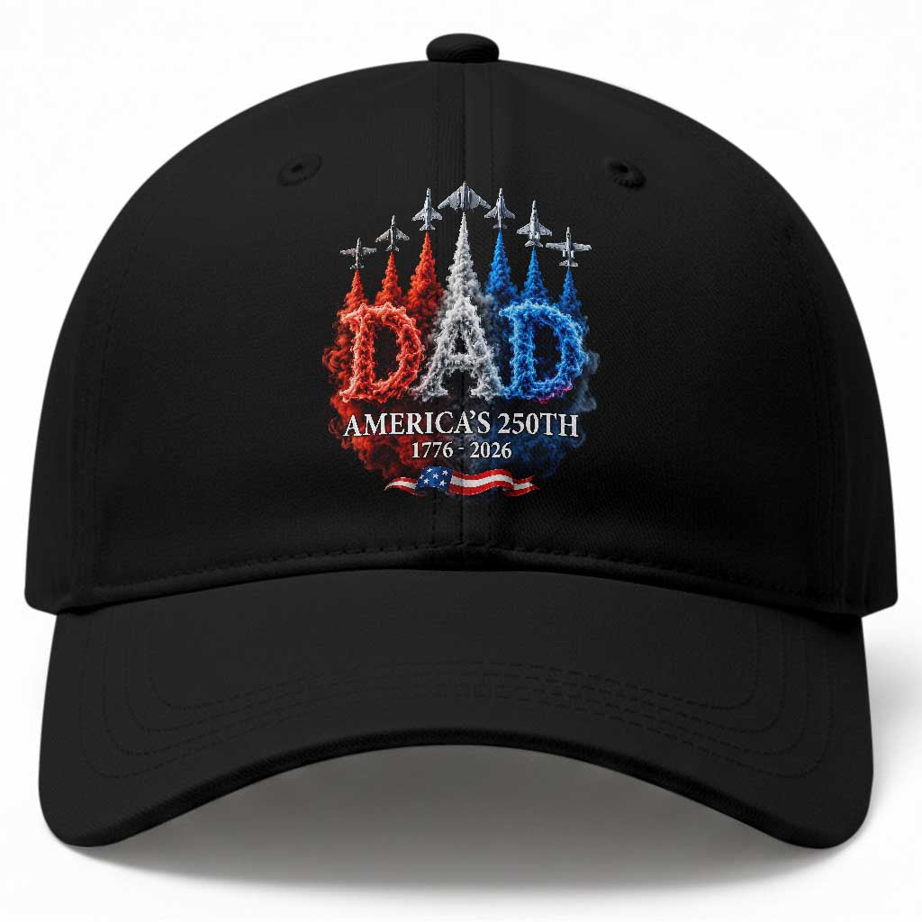 Dad USA 250th Anniversary Baseball Cap Jet Fighter American Flag Father's Day 4th of July