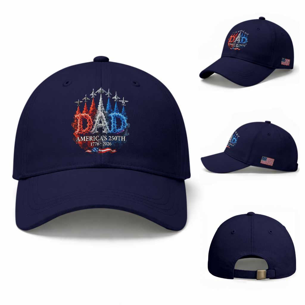 Dad USA 250th Anniversary Baseball Cap Jet Fighter American Flag Father's Day 4th of July