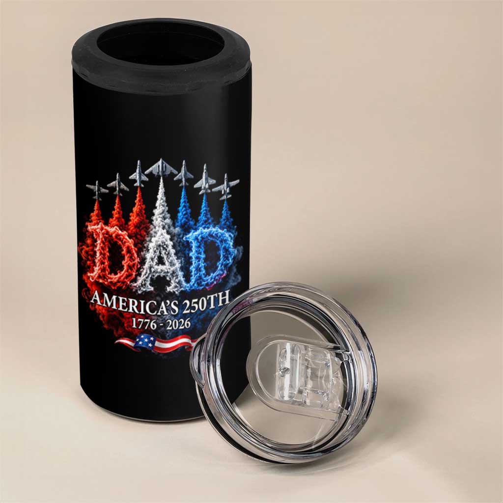 Dad USA 250th Anniversary 4 in 1 Can Cooler Tumbler Jet Fighter American Flag Father's Day 4th of July
