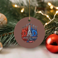 Dad USA 250th Anniversary Ceramic Ornament Jet Fighter American Flag Father's Day 4th of July