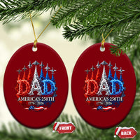 Dad USA 250th Anniversary Ceramic Ornament Jet Fighter American Flag Father's Day 4th of July