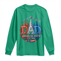 Dad USA 250th Anniversary Long Sleeve Shirt Jet Fighter American Flag Father's Day 4th of July