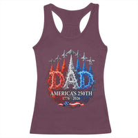 Dad USA 250th Anniversary Racerback Tank Top Jet Fighter American Flag Father's Day 4th of July