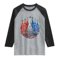 Dad USA 250th Anniversary Raglan Shirt Jet Fighter American Flag Father's Day 4th of July