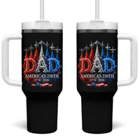 Dad USA 250th Anniversary Tumbler With Handle Jet Fighter American Flag Father's Day 4th of July