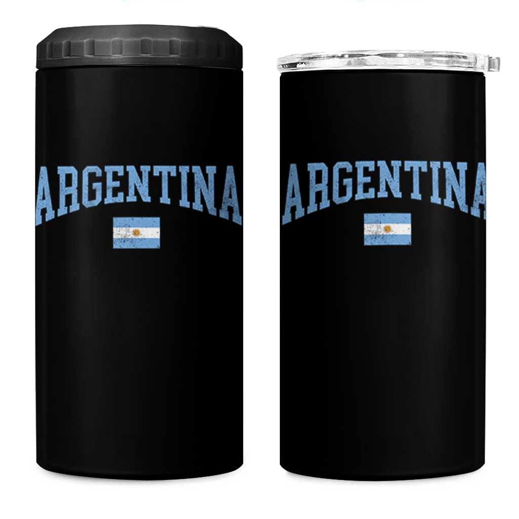 Argentina Sports Throwback Design Vintage Argentinian Flag 4 in 1 Can Cooler Tumbler