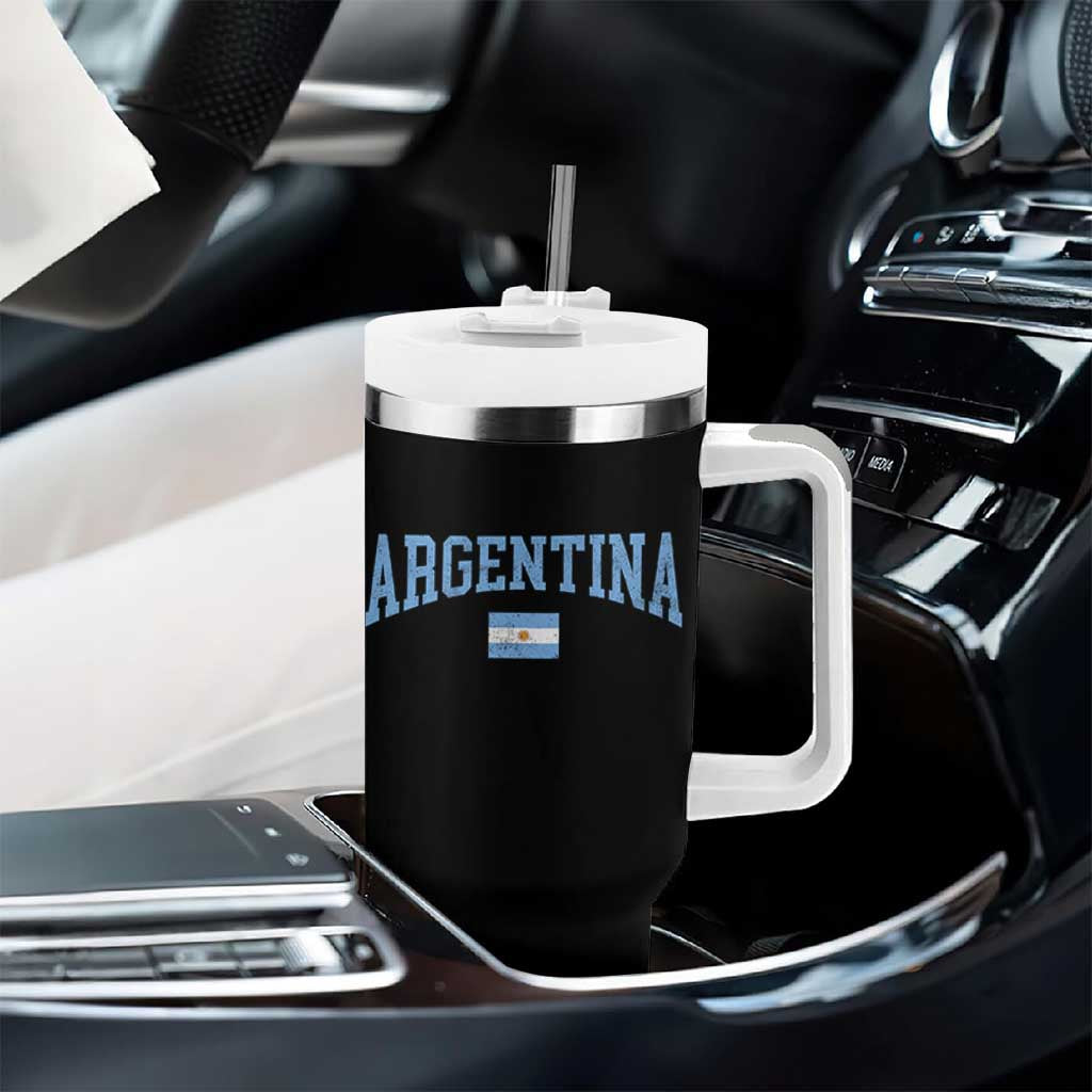 Argentina Sports Throwback Design Vintage Argentinian Flag Tumbler With Handle