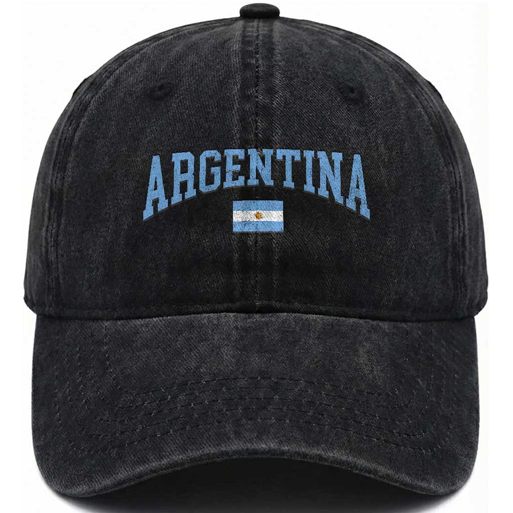 Argentina Sports Throwback Design Vintage Argentinian Flag Washed Cotton Baseball Cap