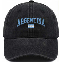 Argentina Sports Throwback Design Vintage Argentinian Flag Washed Cotton Baseball Cap