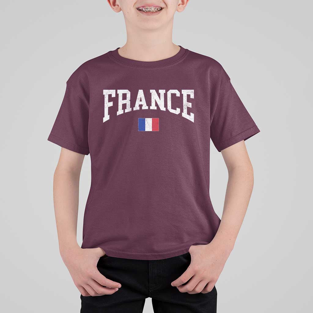 France Sports Throwback Design Vintage French Flag T Shirt For Kid