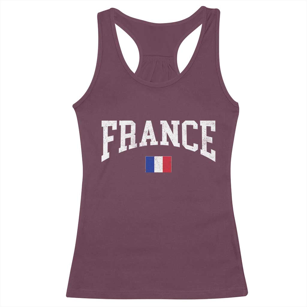 France Sports Throwback Design Vintage French Flag Racerback Tank Top
