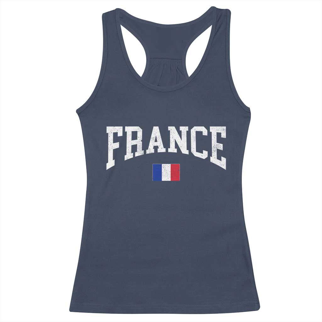 France Sports Throwback Design Vintage French Flag Racerback Tank Top