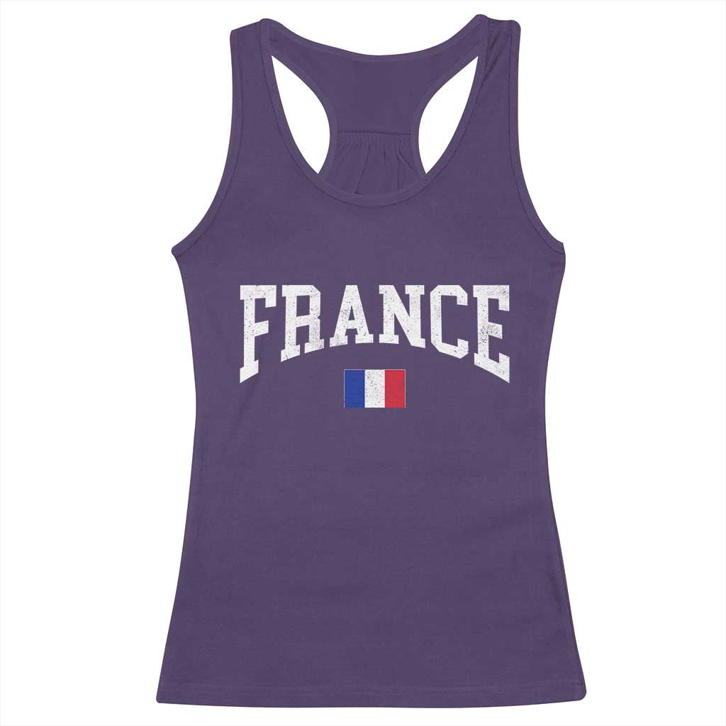 France Sports Throwback Design Vintage French Flag Racerback Tank Top