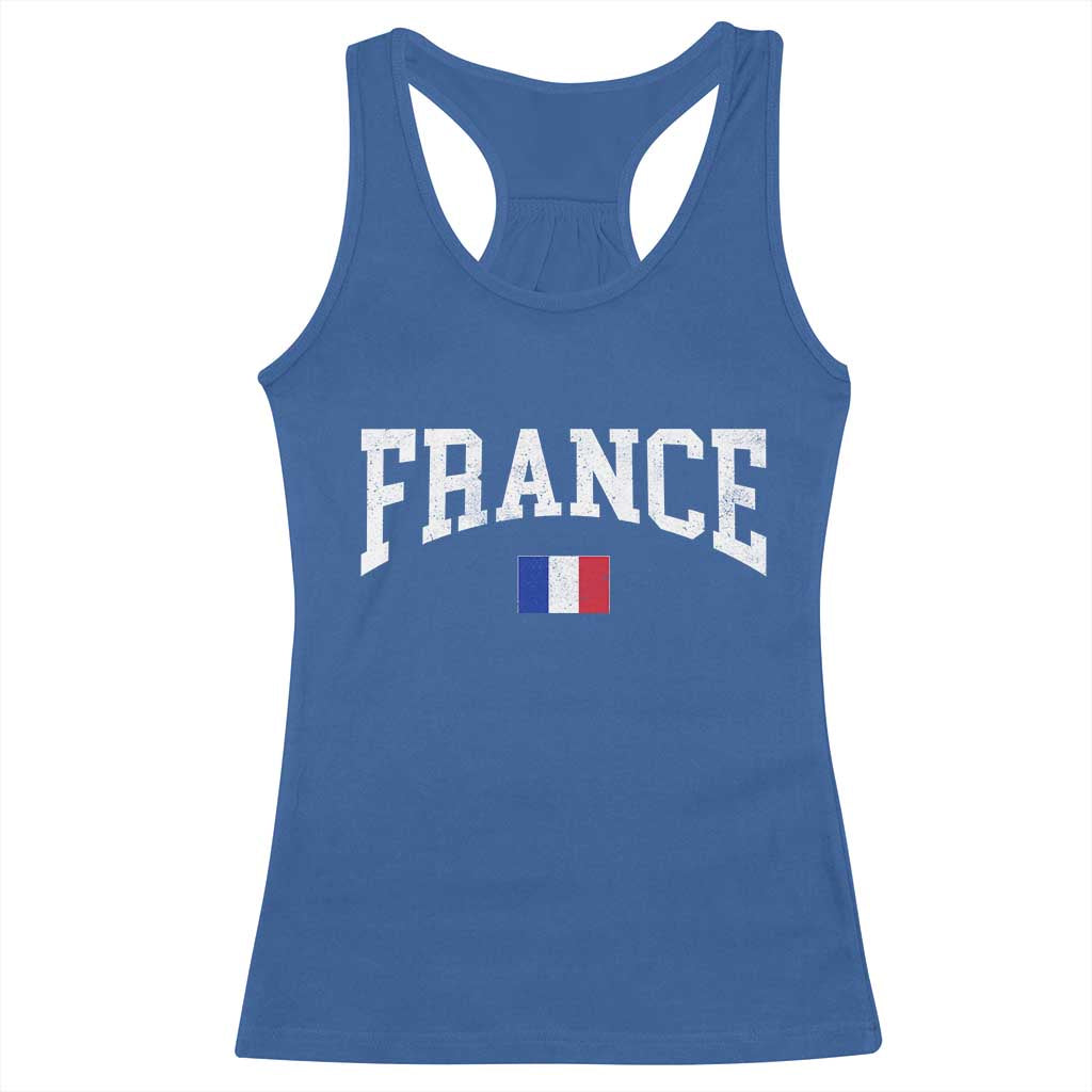 France Sports Throwback Design Vintage French Flag Racerback Tank Top