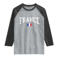 France Sports Throwback Design Vintage French Flag Raglan Shirt
