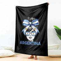Messy Bun Argentina Pride Argentinian Girl Throw Blanket
