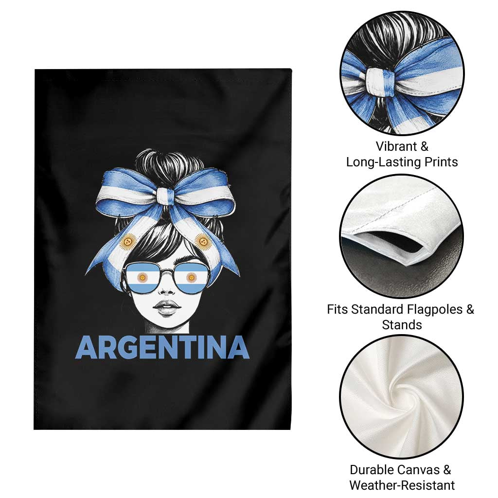 Messy Bun Argentina Pride Argentinian Girl Garden Flag