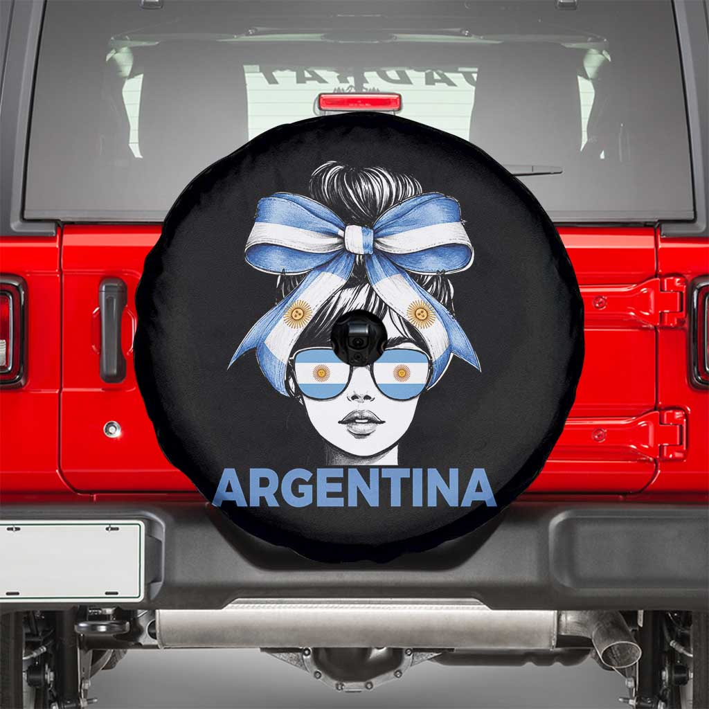 Messy Bun Argentina Pride Argentinian Girl Spare Tire Cover