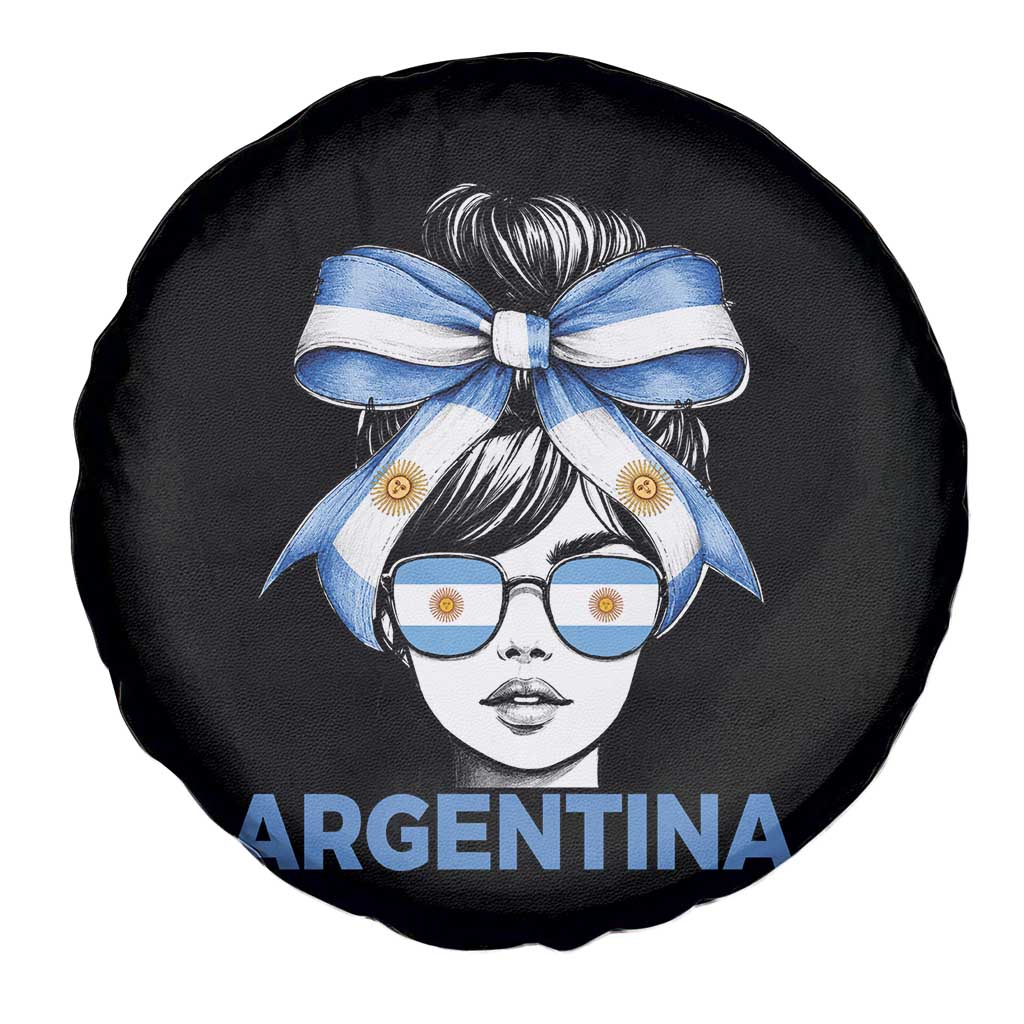 Messy Bun Argentina Pride Argentinian Girl Spare Tire Cover