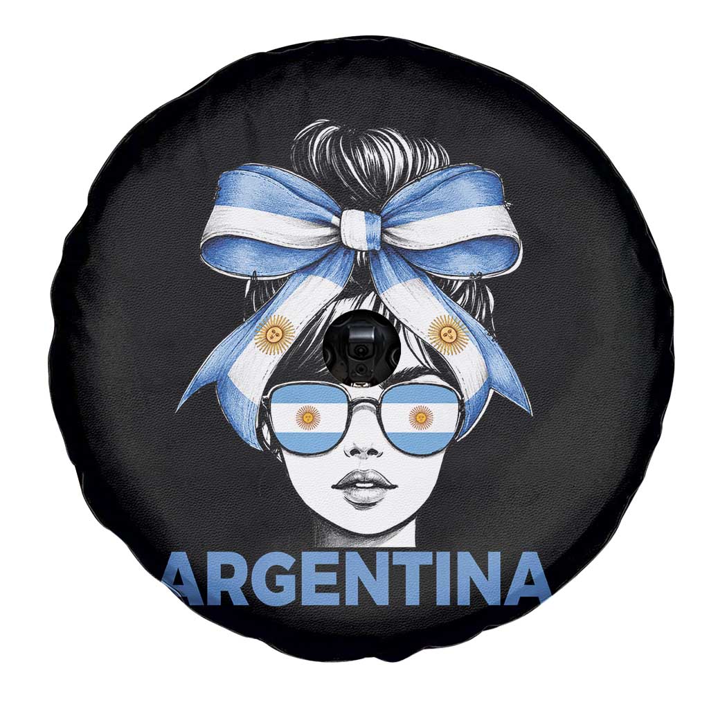 Messy Bun Argentina Pride Argentinian Girl Spare Tire Cover