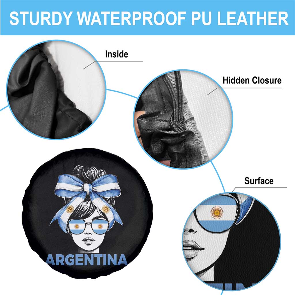 Messy Bun Argentina Pride Argentinian Girl Spare Tire Cover