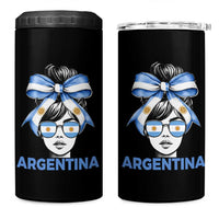 Messy Bun Argentina Pride Argentinian Girl 4 in 1 Can Cooler Tumbler