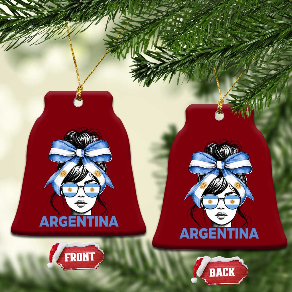 Messy Bun Argentina Pride Argentinian Girl Ceramic Ornament