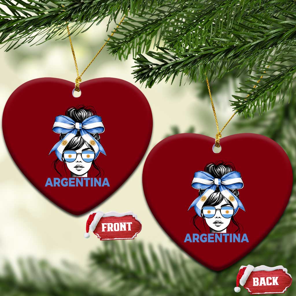 Messy Bun Argentina Pride Argentinian Girl Ceramic Ornament