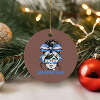 Messy Bun Argentina Pride Argentinian Girl Ceramic Ornament