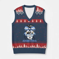 Messy Bun Argentina Pride Argentinian Girl V-Neck Knit Sweater Vest
