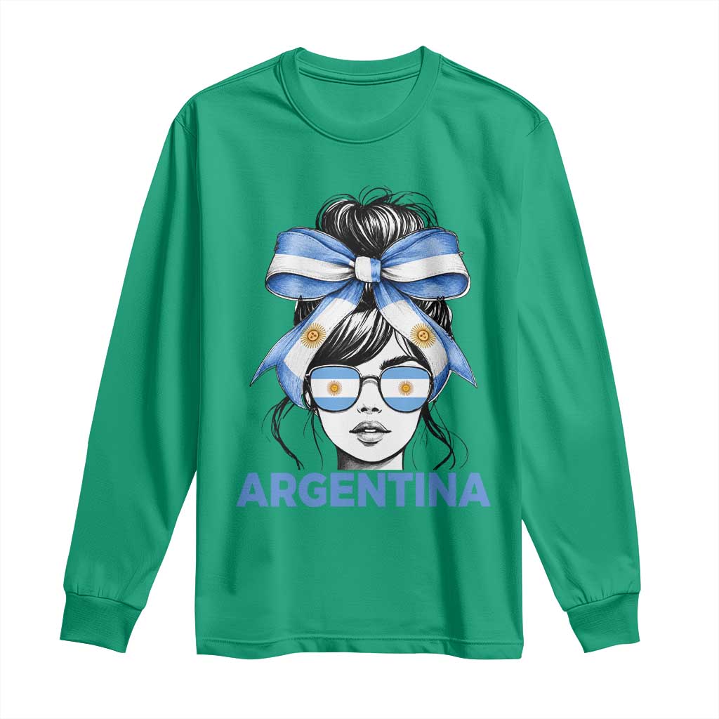 Messy Bun Argentina Pride Argentinian Girl Long Sleeve Shirt