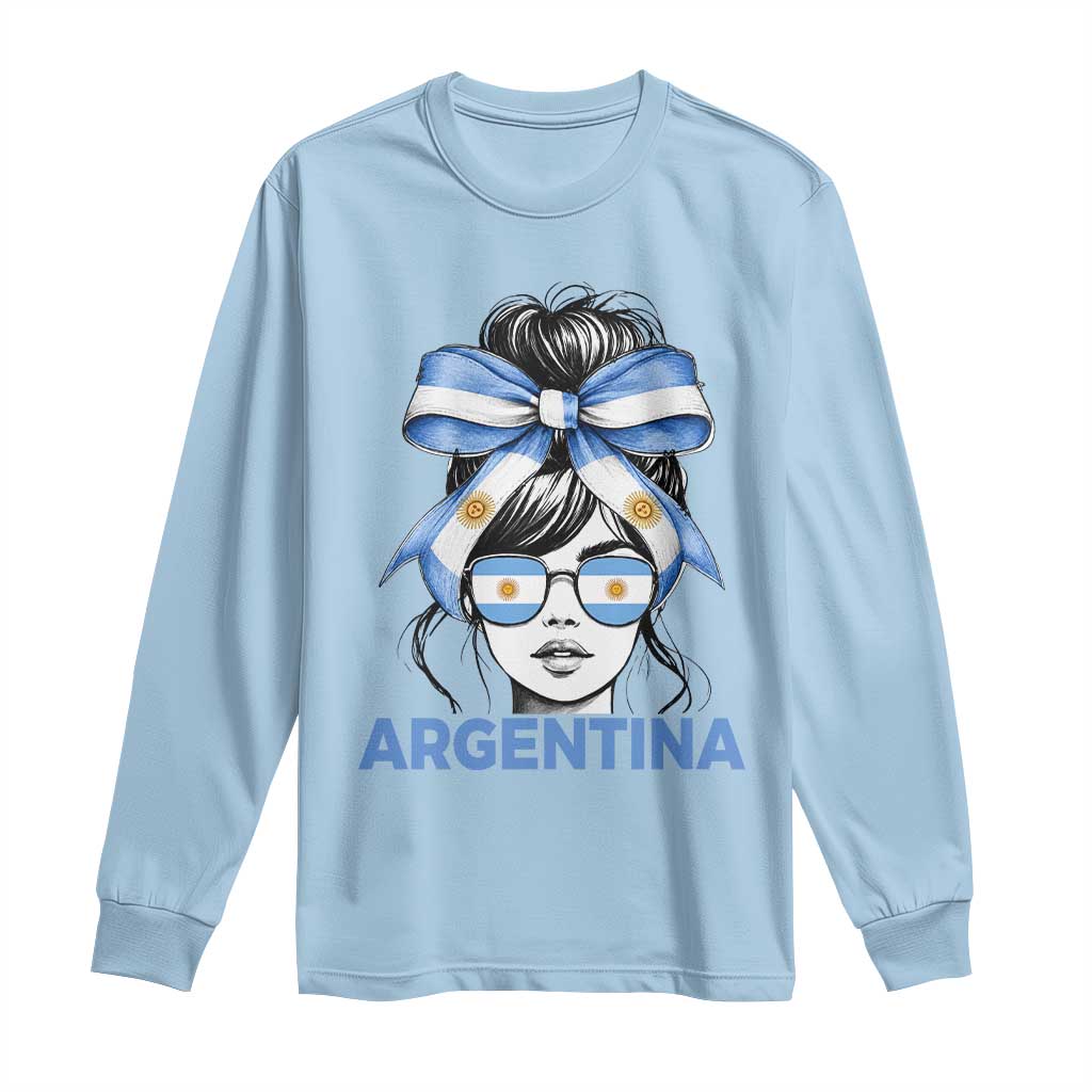 Messy Bun Argentina Pride Argentinian Girl Long Sleeve Shirt