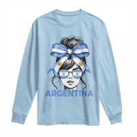 Messy Bun Argentina Pride Argentinian Girl Long Sleeve Shirt