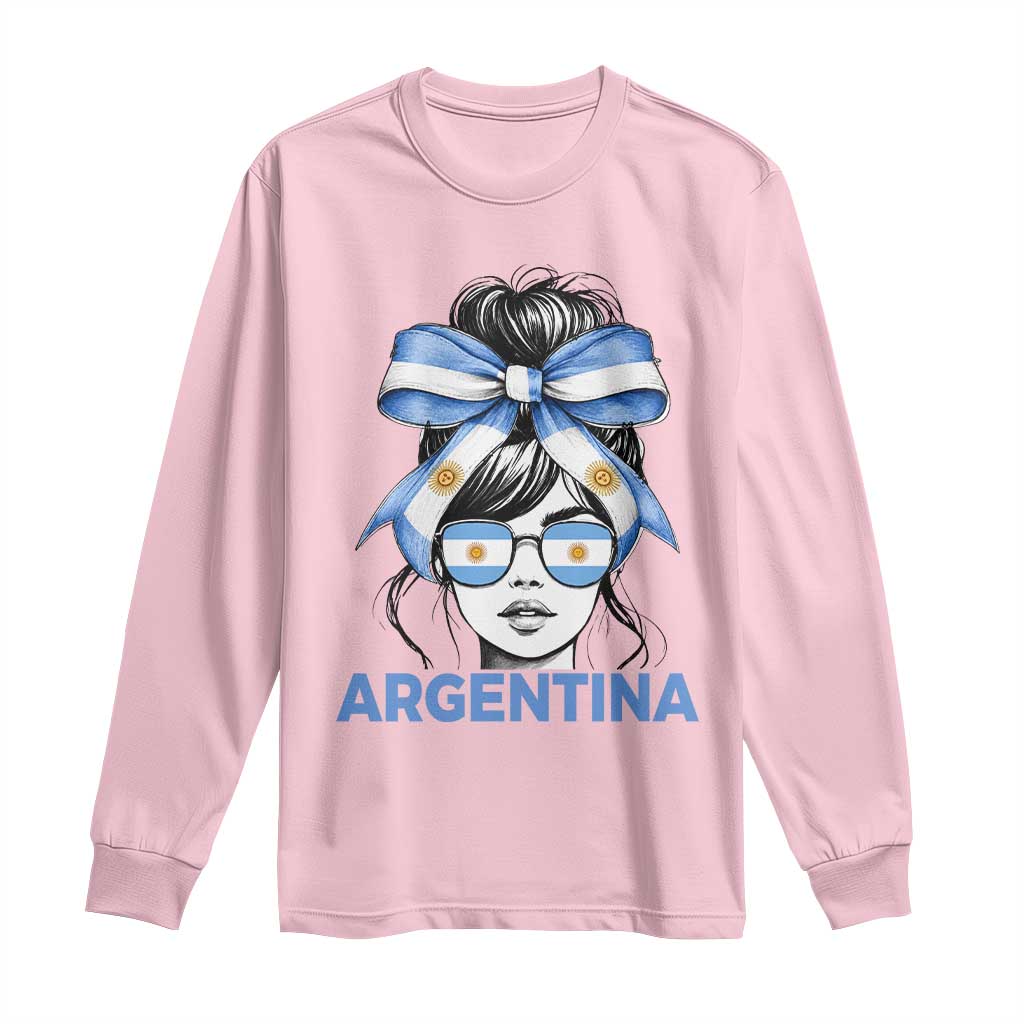 Messy Bun Argentina Pride Argentinian Girl Long Sleeve Shirt