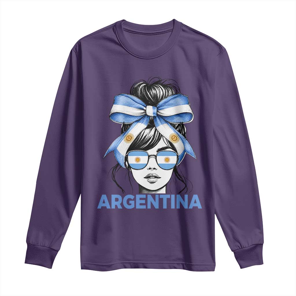 Messy Bun Argentina Pride Argentinian Girl Long Sleeve Shirt