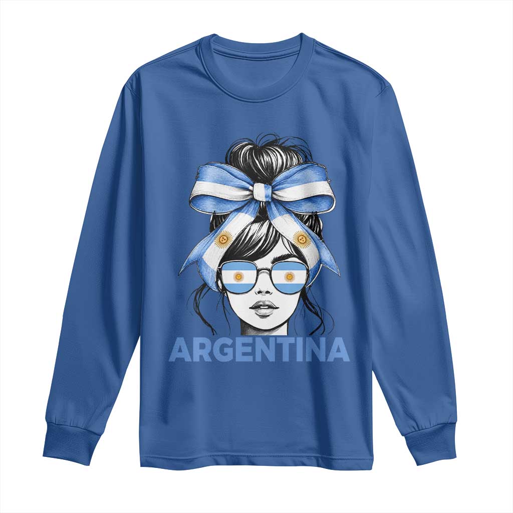 Messy Bun Argentina Pride Argentinian Girl Long Sleeve Shirt